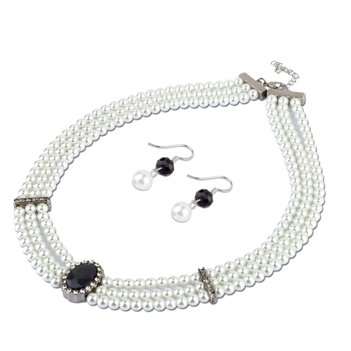 Fashion Pearl Halsband och Örhängen Set