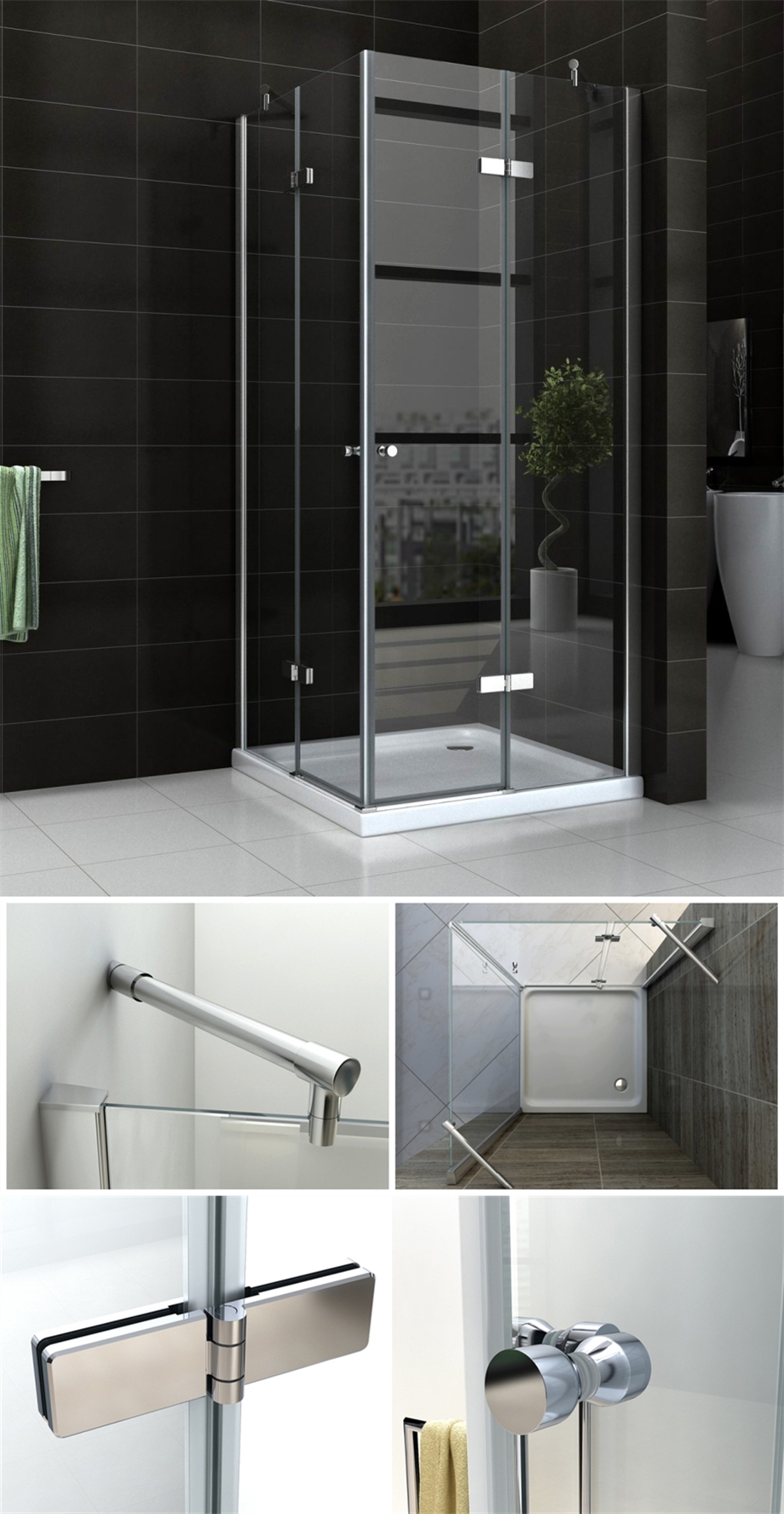 6mm Square Chrome Hinge Glass Enclosure Doors For Department