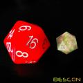 Bescon Jumbo Glowing D20 38MM, Big Size 20 Seiten Würfel Red Glow In Dark, Big 20 Faces Cube 1,5 Zoll