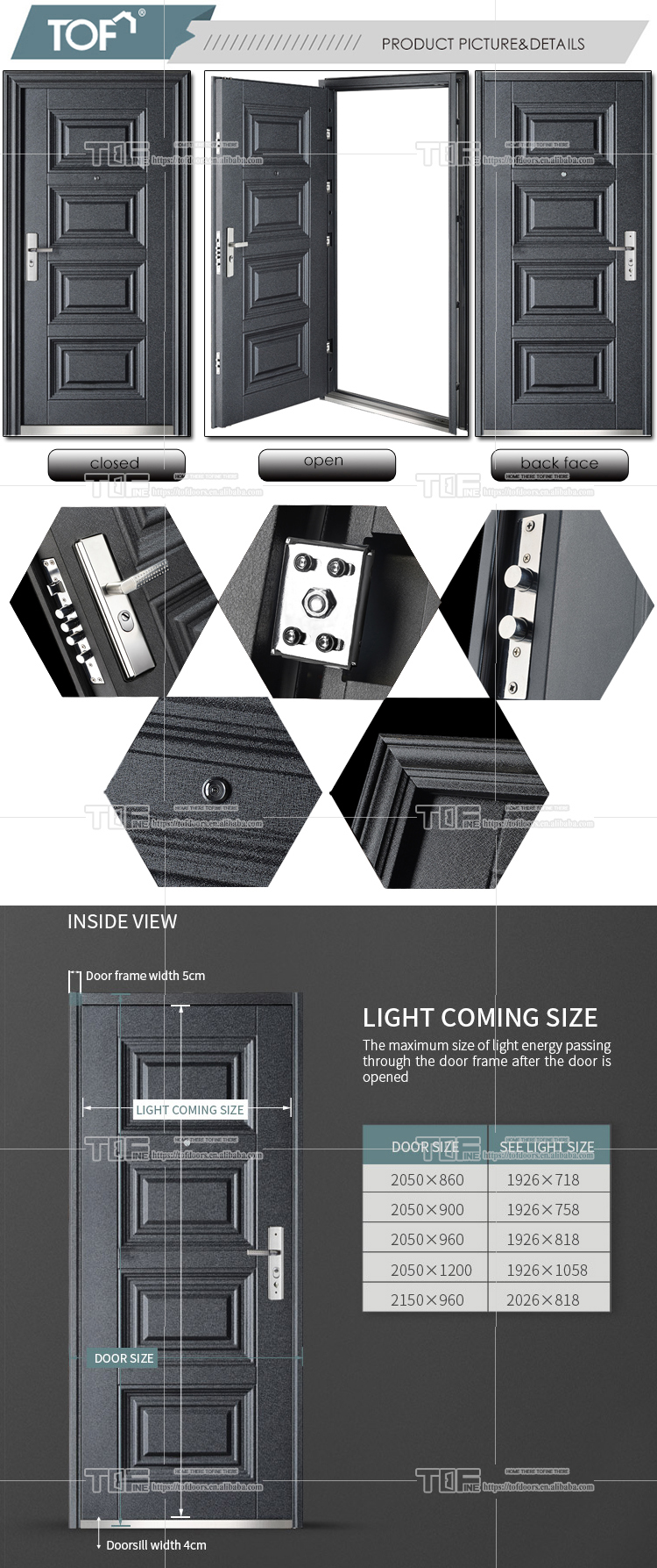 Anti-theft Structure Double Threshold Safety Iron Single Main Door Design Pictures