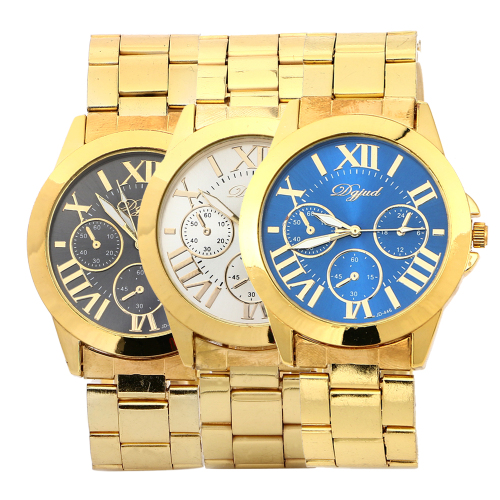 新しいデザインの高級男性合金水晶腕時計