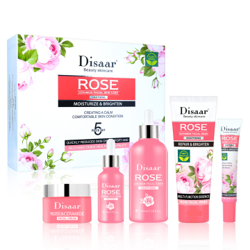 Disaar New Rose & Ceramide 5-Piece Facial Skin Care Set for Damaged Skin Repair and Moisturizing