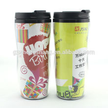 Smart mug with logo ,double wall plastic mug