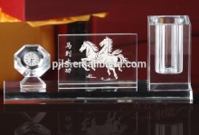 white new design crystal office pen holder/card holder/clock