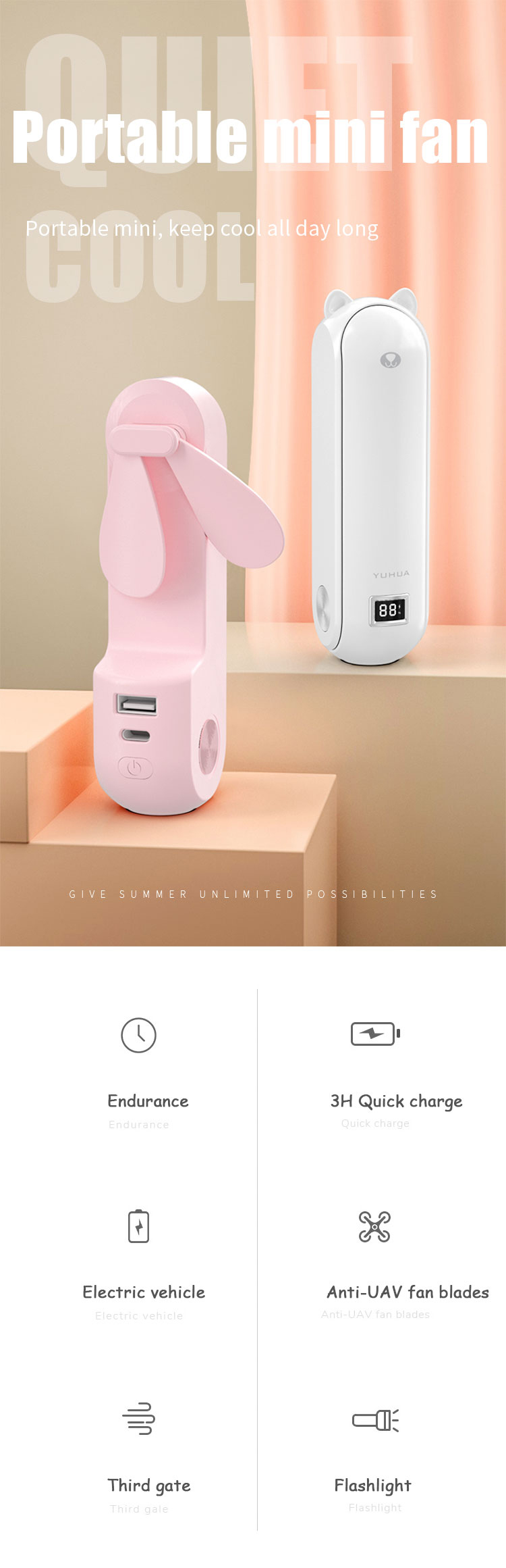Портативный вентилятор Handheld Fan