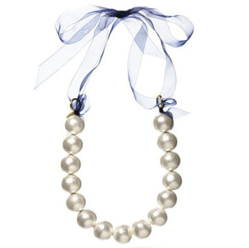 1219-NN Large Bead Necklace with Lace Strands Necklace