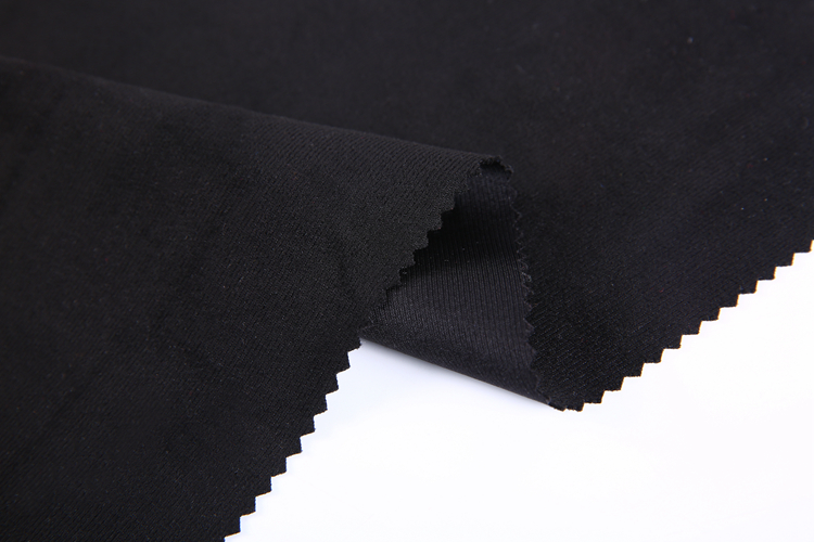 Polyester spandex faux stretch micro suede leather fabric black