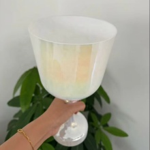 Premium Portable Handheld Crystal Singing Bowl - Pearl White Quartz Grail