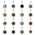 Keychins de piedra natural Gemstone Curing Stone Key Chain Gulk Crystal Timón Anillos de llave de timbre Anillo de metal de timón para aniversario