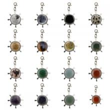 Keychains de pierre naturelle Gemone guérison Stone Key Chain en vrac Crystal Rudder Key Rings Rudder Metal Key Ring pour anniversaire