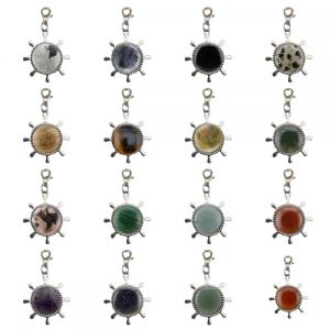 Keychains de pierre naturelle Gemone guérison Stone Key Chain en vrac Crystal Rudder Key Rings Rudder Metal Key Ring pour anniversaire