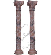 Garden Decorative Carving Red Marble Stone Roman Column