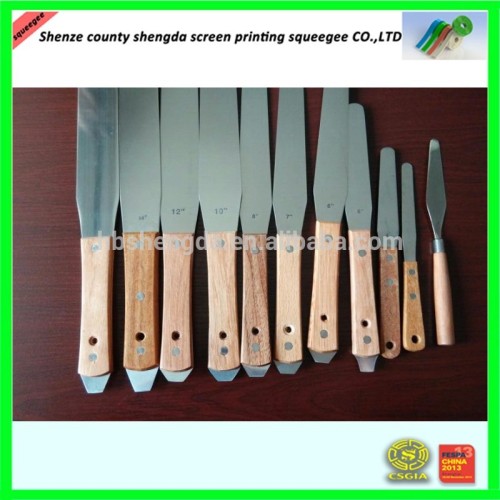 High quality Stainless steel ink spatulasstainless steel spatula stainless steel spatula for screen printing with wooden handle