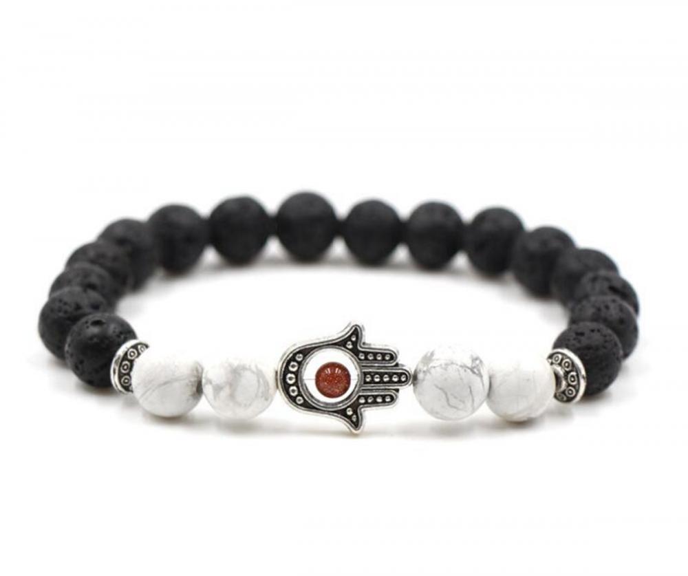 Gemstone Evil Eye Volcano Bracelet de lave