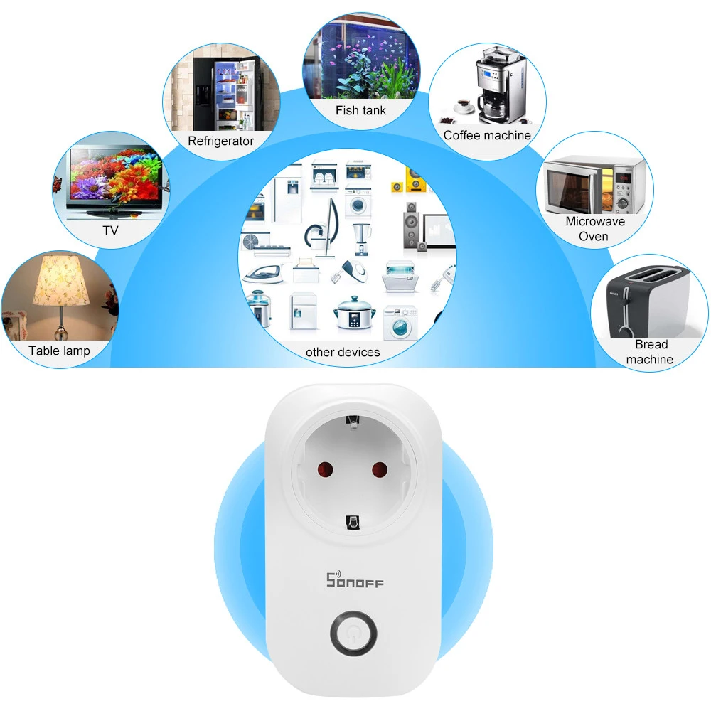 Home Automation WiFi Smart Switch APP Remote Control Sonoff S20 Timer Socket EU Plug