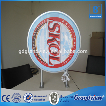 Waterproof round shape vacuum forming light box beer sign