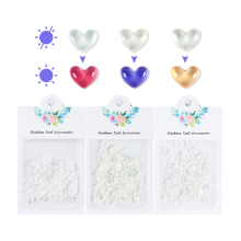 Crystal Resin Nail Charms: 50pcs Photochromic Transparent Heart 3D Decorations