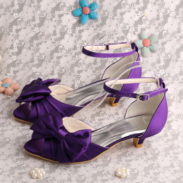 Purple Satin Evening Wear Sandals Low Heeled