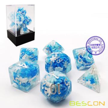 Bescon Snowflake Polyhedral Dice Set, Snowflake Poly RPG Dice set de 7