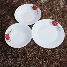 Round Shape Red Flower Porcelain Plate Tableware