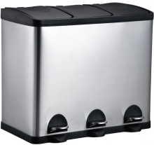 Foot trash can with three buckets