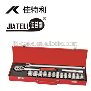 1/2" 17 pcs Socket Set, DIN standards, good quality, metal box, CRV, socket set with metal case