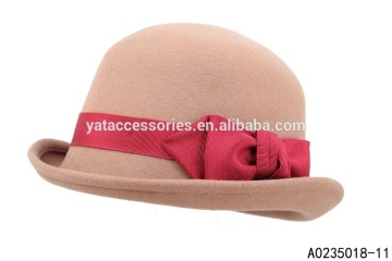 lady 100% wool felt hats, round top women hats, bowler hats