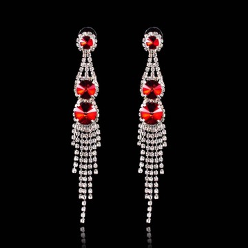 Silver Dangle Earring Red Crystal Fashion Eardop