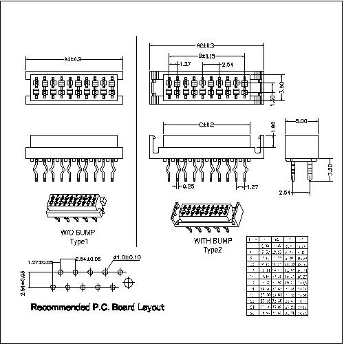 MFCS01 -XXAXX 1.27mm Micro Match Socket 180° DIP