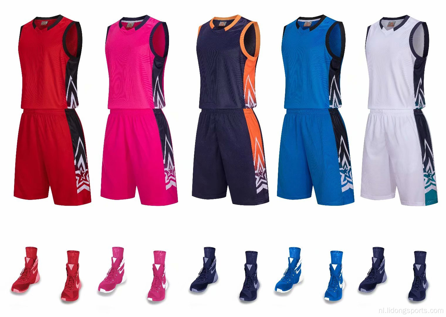 Basketbaluniform set aangepaste basketbalteam jersey