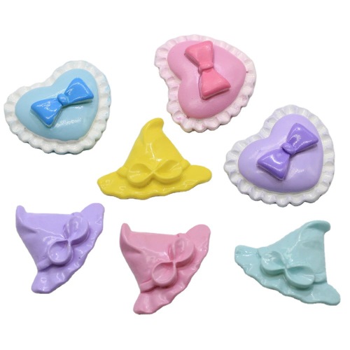 Colorful Flatback Mini Resin Pillow Shape Craft Sweet Candy Cabochon Bowknot Ornament for Baby Headwear Accessory