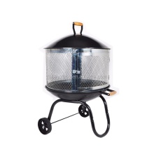 28 Inches fire pit garden clay BBQ grill fire pit char broil grill with wheels