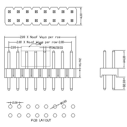 2.0 mm Pin Header Dual Row Straight Type