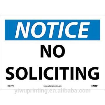 Notice, No Soliciting, PVC safety stickers labels