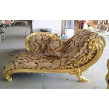 Black French Chaise Lounge Chair with Buttons