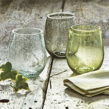 bubble glass stemless wine glass