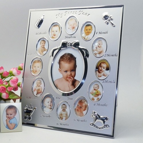 12 months baby my first year aluminum photo frame