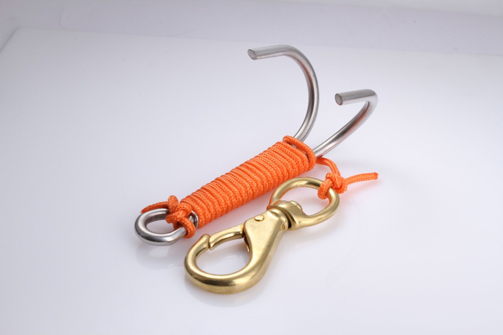 Diving Reef Double Hook Reef Drift Hook Line and Clip Diving Safety reef