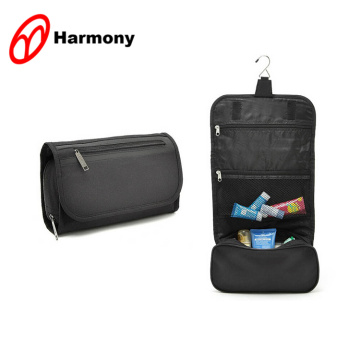 Fashionable black polyester men foldable toilet bag