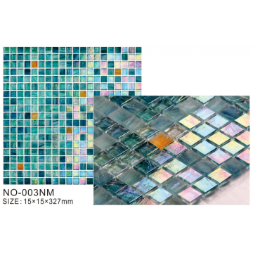 Complex ice cracked stained glass mosaic pool tile