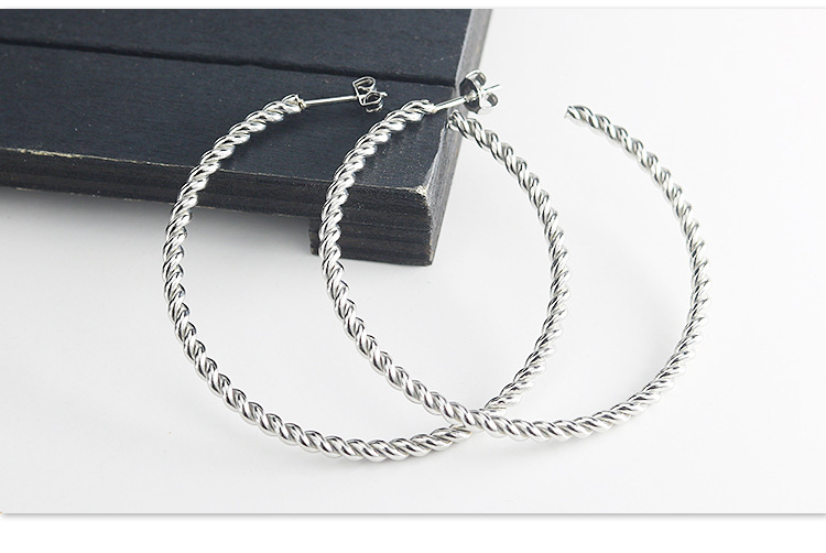 50mm custom hoop earrings stainless steel statement earrings hot selling twisted hoop earrings wholesale