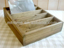 antique 5 grids wooden trinkets storage box with letter