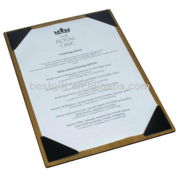 take out menu card holder, transparent PVC front cover