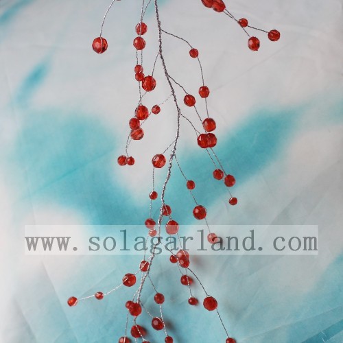 Rama de árbol de baya roja de cuentas acrílicas para centros de mesa