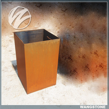 Corten Steel Cuboid Flower Pot for Modern Garden