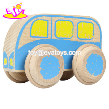 cheap baby wooden toy mini bus W04A249