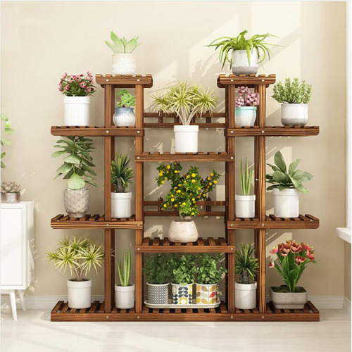 Wood Shelf Display Stand Flowers Rack For Garden