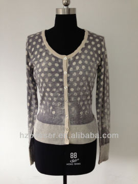 Hot sell penetration printing cardigan sweater