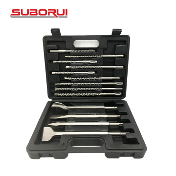 BORUI 13pcs SDS PLUS Hammer Drill Bits & Chisels Set for Concrete & Masonry