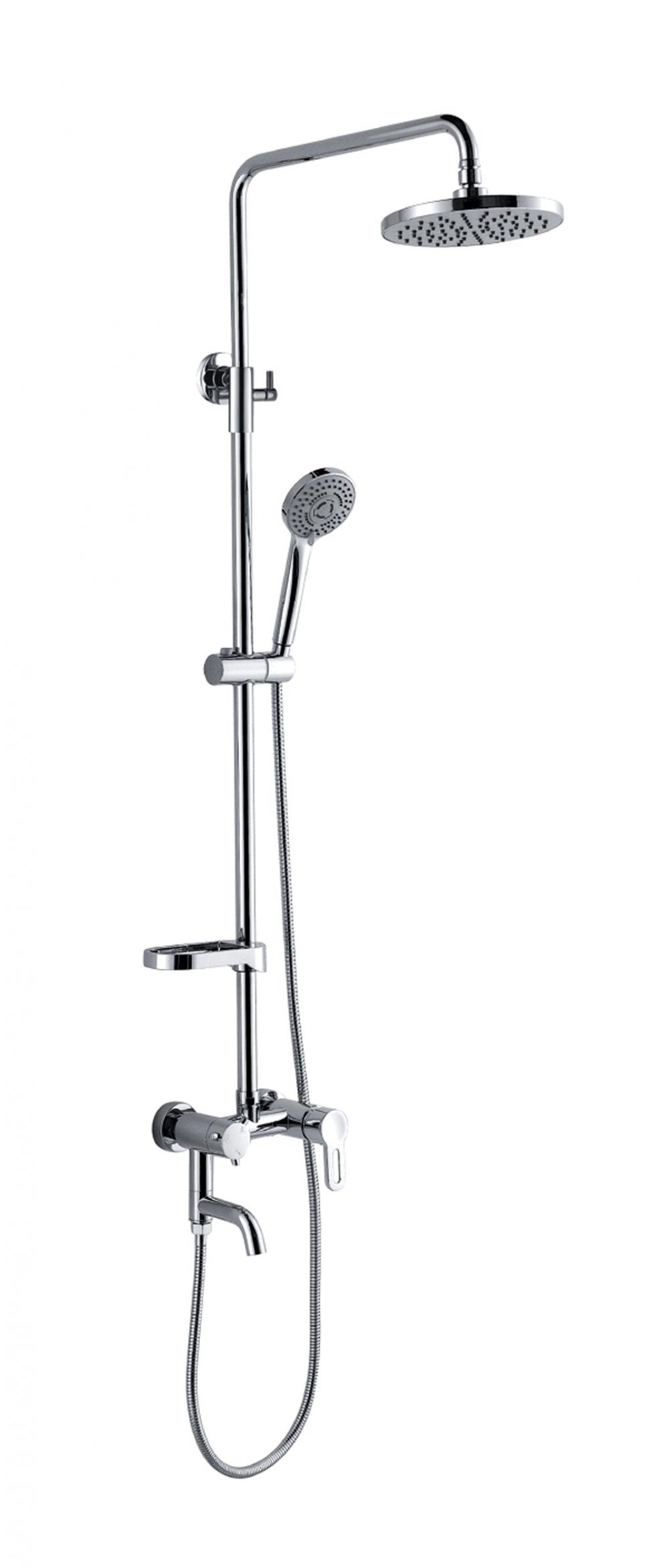Wall Mounted Brass Shower Set With Polished Chrome